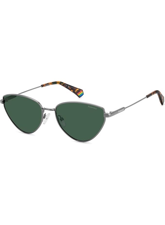 Polaroid Unisex Cat-Eye Sunglasses - PLD 6234/S/X 57, Ruthenium Grey Frame with Green Polarized Lenses - Image 1
